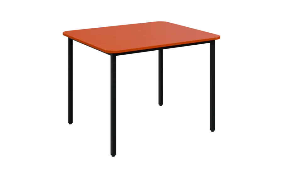 JSBR 90N Jídelní stůl 900 x 900 mm, deska pomeranč / podnož černá